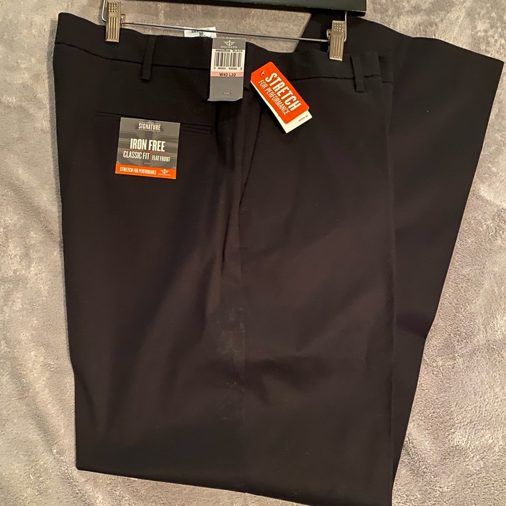 NWT Men’s Dockers Signature Collection Black Pants 40 X 32